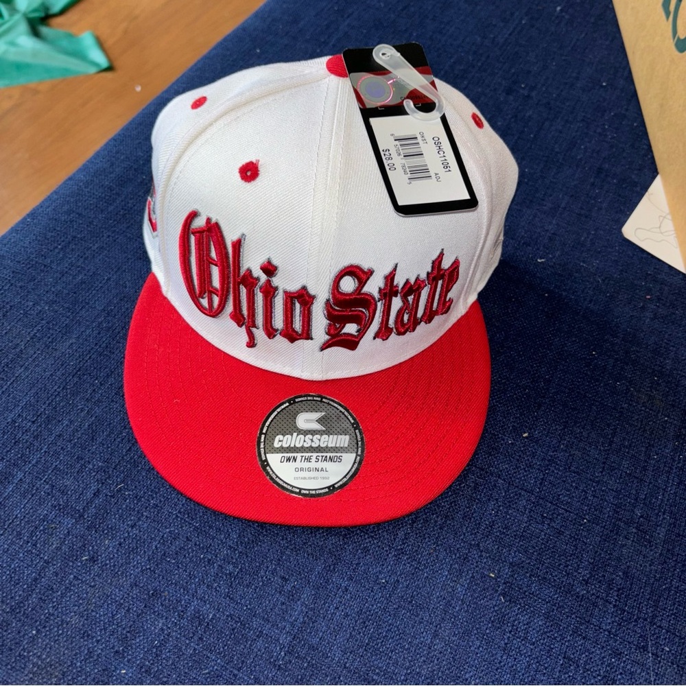 Colosseum Ohio State White and Red Snapback Hat